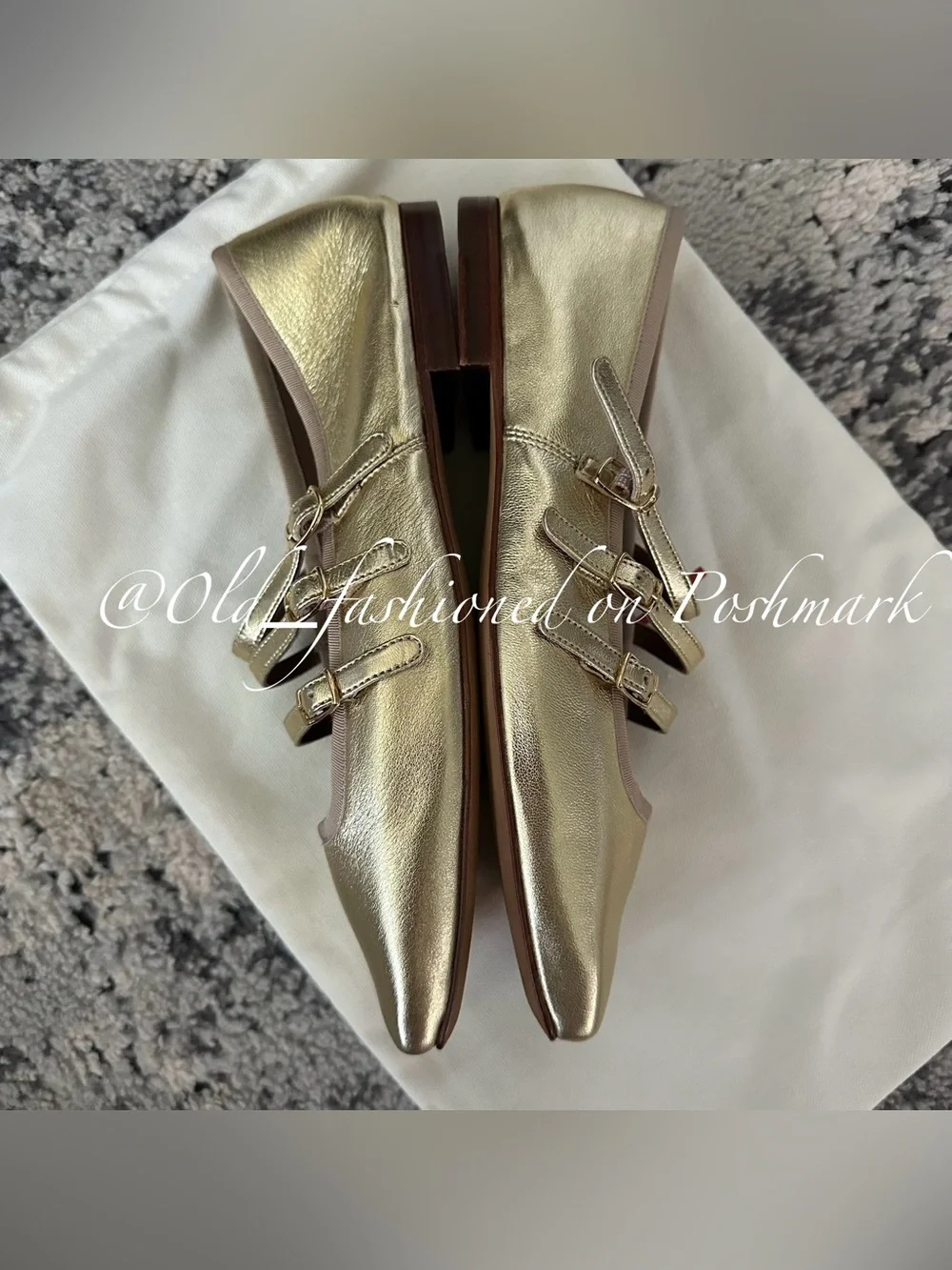 MANSUR GAVRIEL Lambskin Mary Jane Flats - Gold